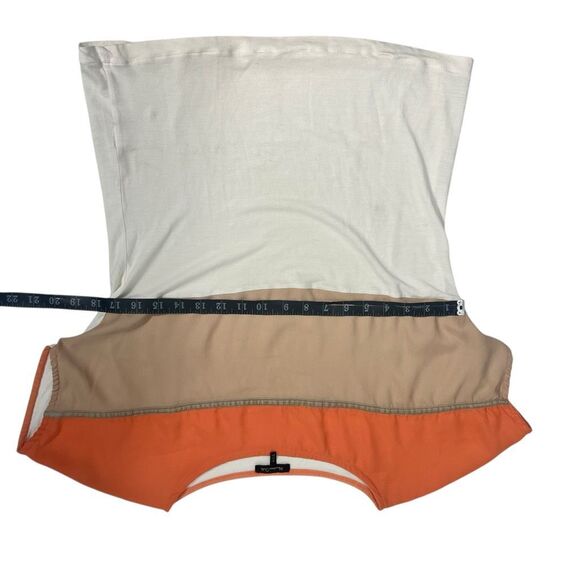 Massimo Dutti Coral Color Block Cotton Cream Beige Soft Top Medium Short Sleeve - Picture 8 of 8